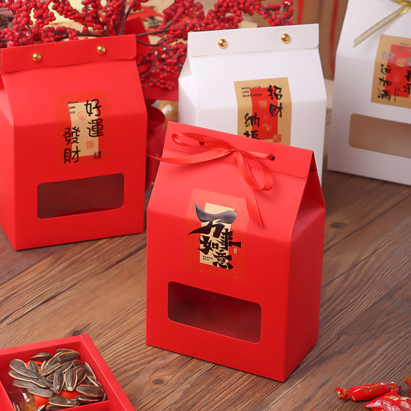 New Year Gift Box Portable Nougat Candy Biscuits Chocolate Snowflake Pastry Gift Packaging Box Empty Box