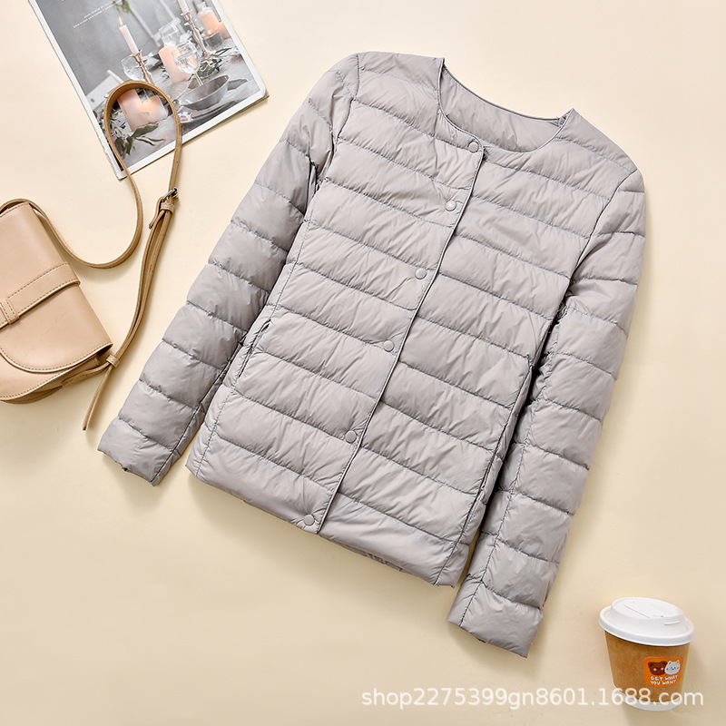 Picture of Lightweight Down Jacket Women's Short New Round Neck Thin Inner Liner Slim-fit Inner Wear Base plus size Jacket Trendy