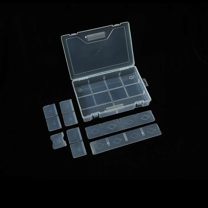 Factory Spot Transparent Plastic Box 10-Compartment Storage Box Household Daily Necessities Double-Button Storage Box Cosmetics Box