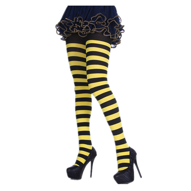 Picture of Halloween Christmas Striped Stockings Party Costume Accessories Over-the-Knee Stockings Striped Pantyhose