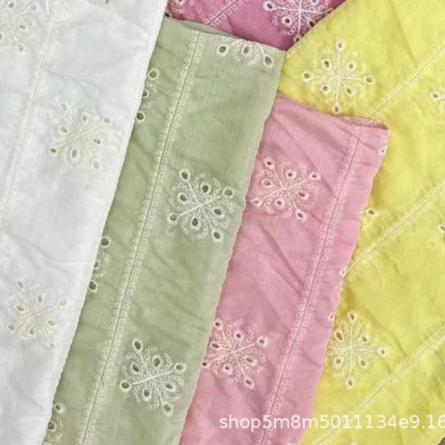 Retro style vertical strip flower rattan cotton thread window grille embroidery cheongsam Hanfu dress DIY clothing hollow lace fabric