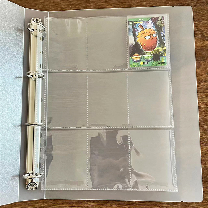Picture of Card Book Inner Page 9 Palace Loose-leaf Core Game Card Book PP Double-sided 3-hole A4 Transparent Album Replacement Card Book