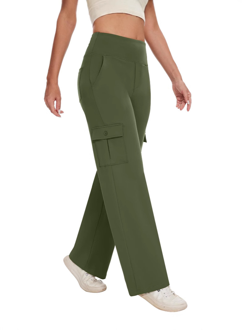 2025 European and American Cross-border Yoga Covers and Pocket High Waist Elastic Casual Business Work Travel Pants Women