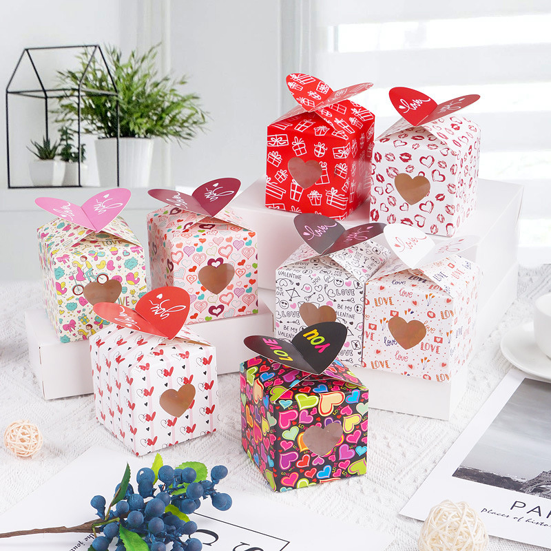 In stock colorful square empty box Valentine's Day surprise lucky box gift box gift candy biscuit packing box