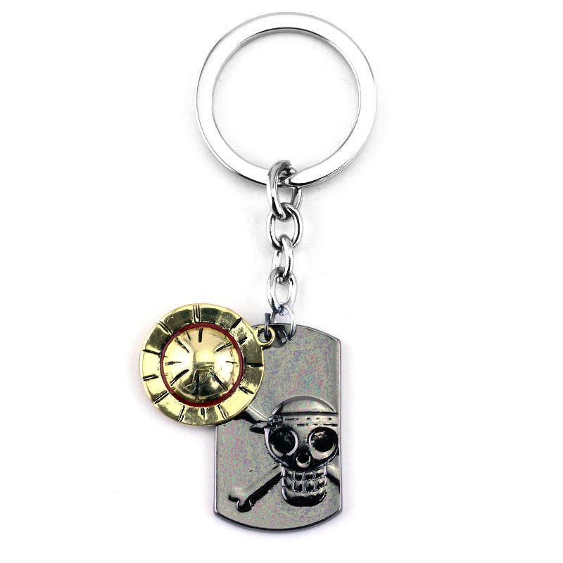 Cross-border animation surrounding ONE PIECE Luffy straw hat boy skull keychain jewelry wholesale