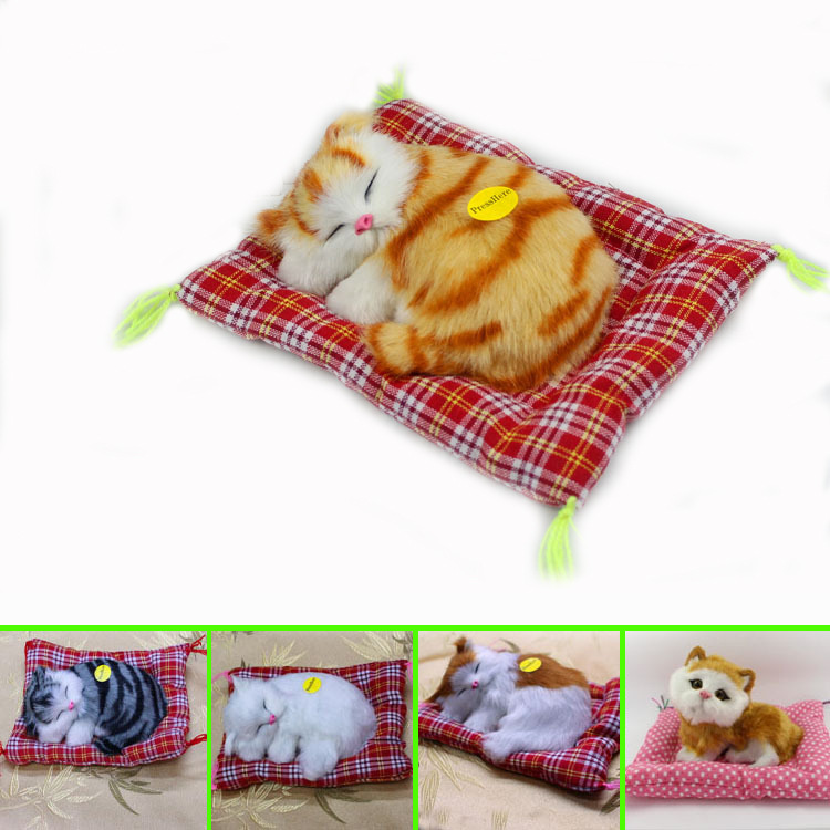 Picture of A simulated cat will call a sleeping cat cloth pad cat gift cat crafts toy car ornaments