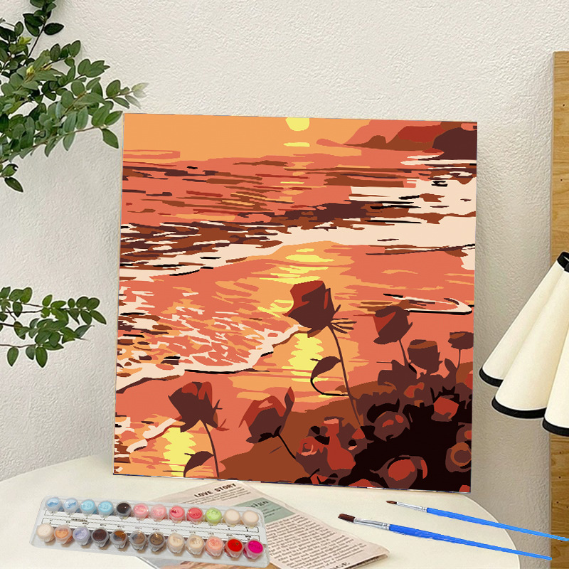 Picture of Digital oil painting landscape Dafen village hand-painted mathematical oil painting coloring painting oil painting flowers flower oil painting wholesale