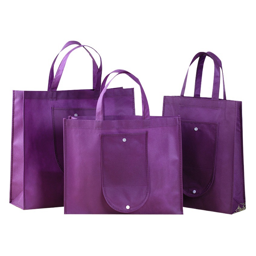 Environmentally Friendly Bag Advertising Storage Bag Color Printed Sewing Snap Supermarket Shopping Bag Foldableing Non-Woven Handbag Customization