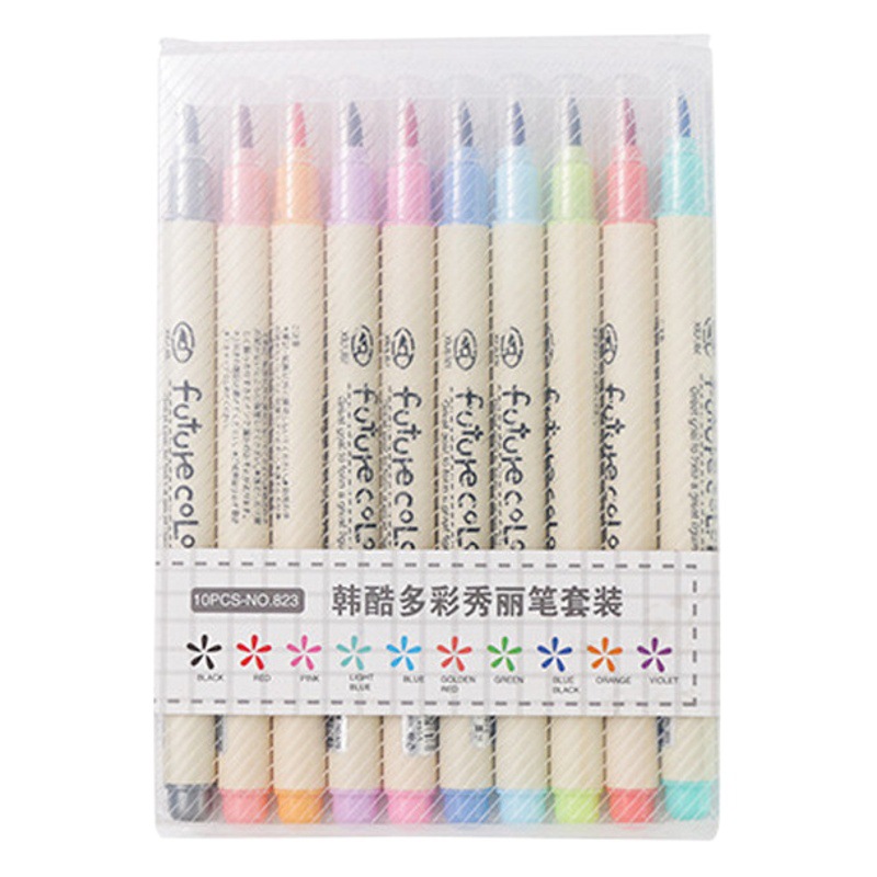 Han Ku 823 Colored Watercolor Pens Soft-Bristled Brush Pens 10-Color Set Art Professional Manga Calligraphy Brushes