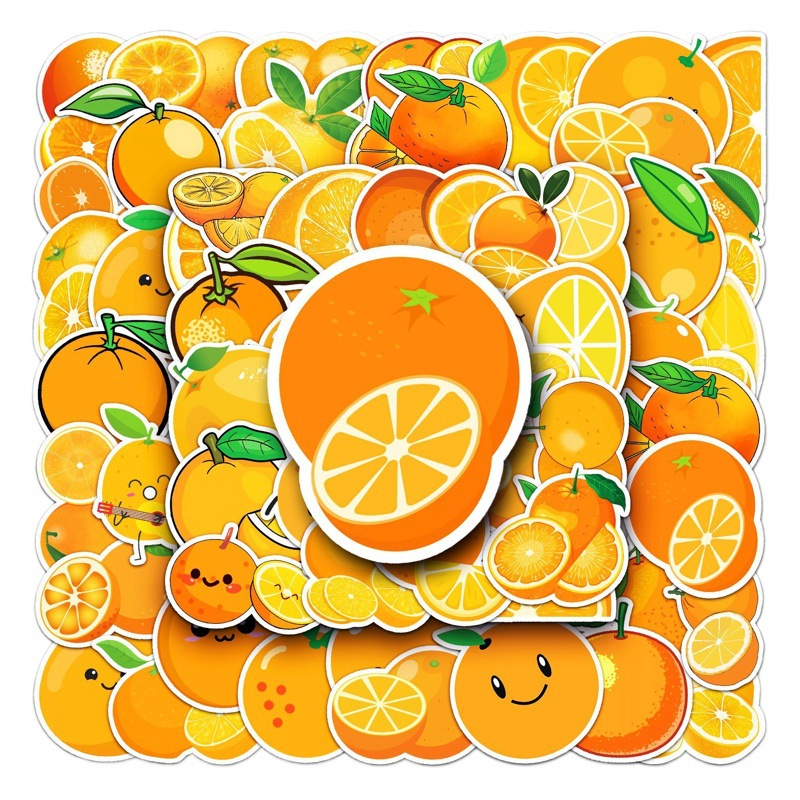 50 orange graffiti personality cross-border cartoon fruit goo card children DIY mobile phone case luggage sticker waterproof