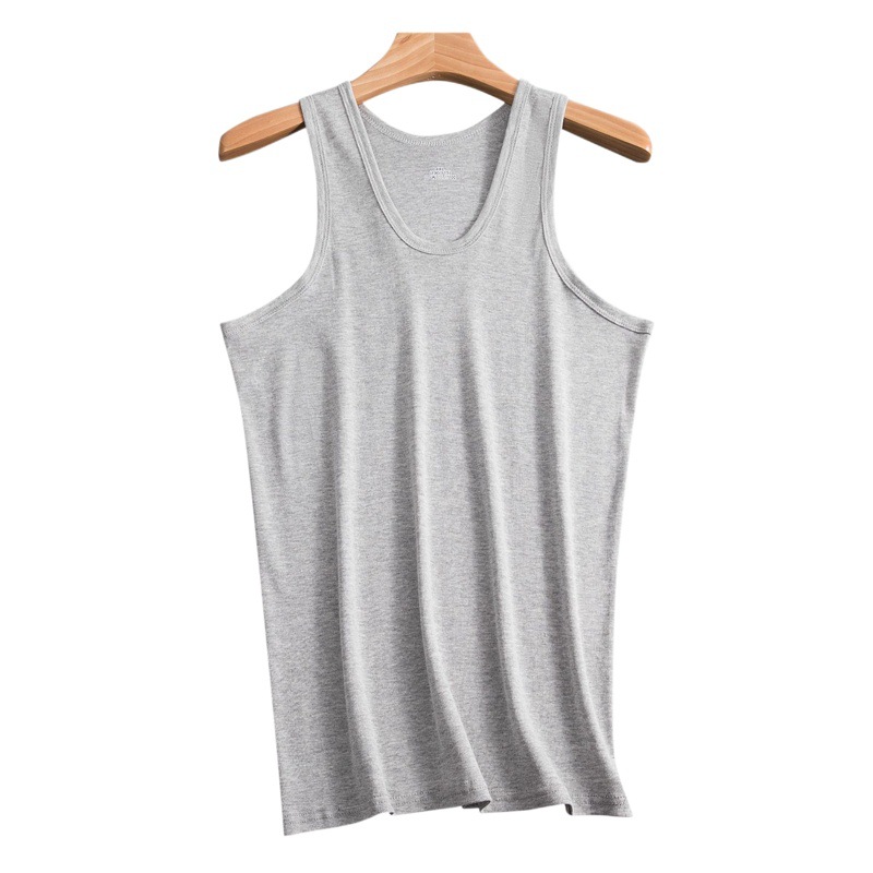 Men's Cotton Vest Summer Autumn and Winter Threaded Sling Elastic Slim Sports Backing Sweatshirt Hurdle Solid Color Direct Selling