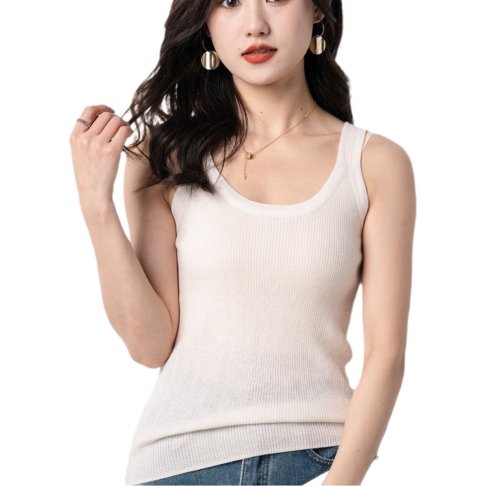 [Special Sale] 25 Spring Knitted Sweater U-Neck Vest Women's Summer Slim Wool Bottoming Vest with Small Suspenders
