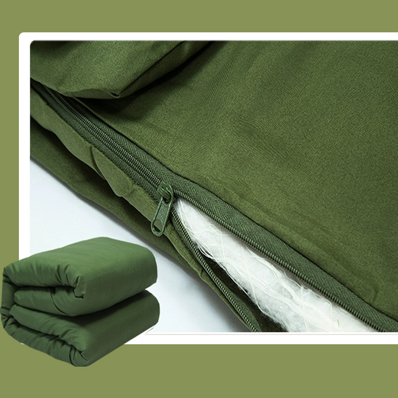 Picture of Factory wholesale military green cotton bedding quilt student military training dormitory labor protection quilt cotton quilt mattress set