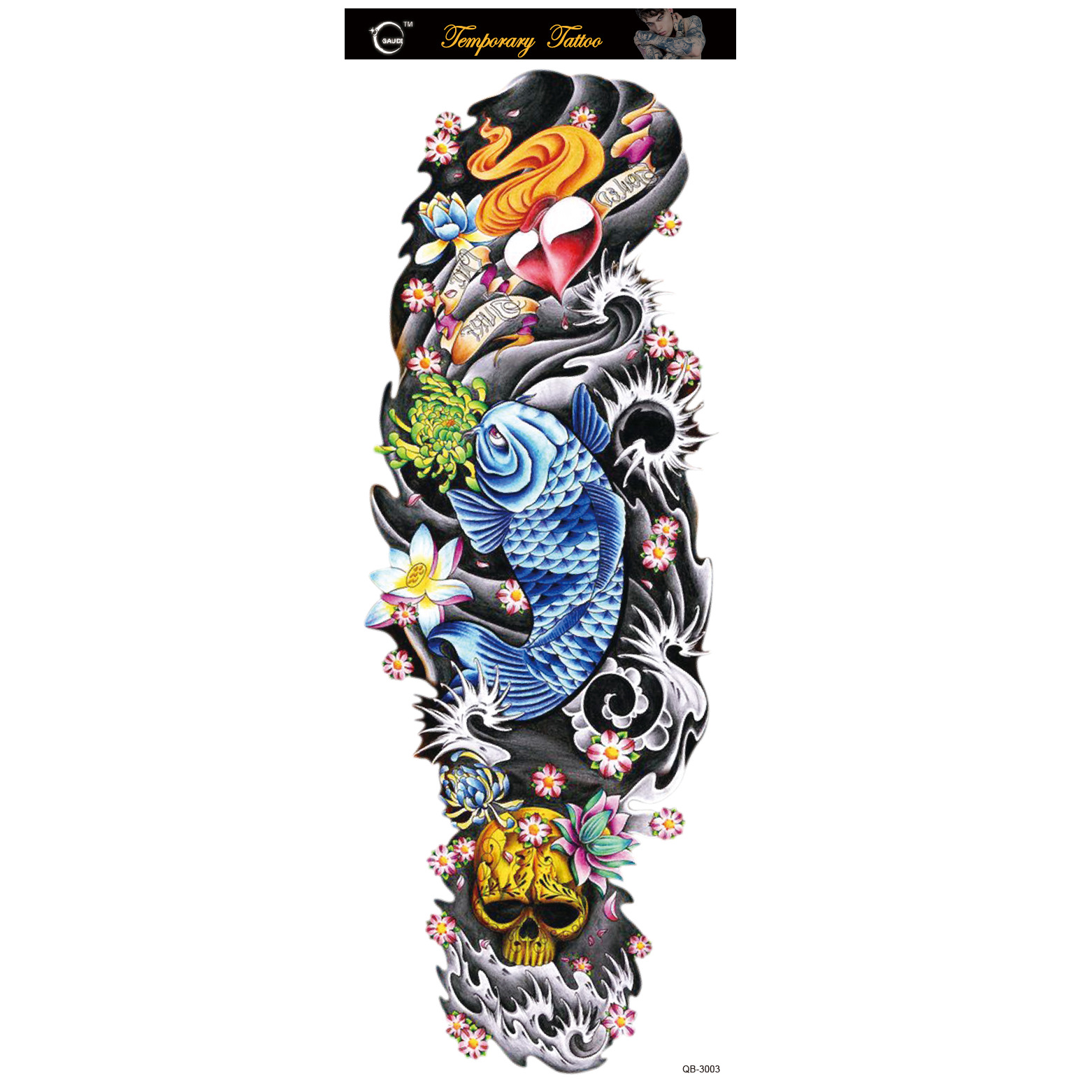 Picture of Large Flower Arm Tattoo Sticker Full Arm Waterproof Tattoo Temporary 400 Optional Full Arm Tattoo Sticker