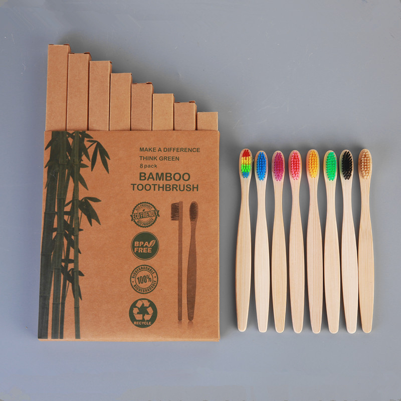 Picture of Children and Adults Disposable 10-Pack 4-Pack Toothbrushes Hotel Bamboo Charcoal Hard Bristles Soft Bristles Bamboo Portable Eco-Friendly Material