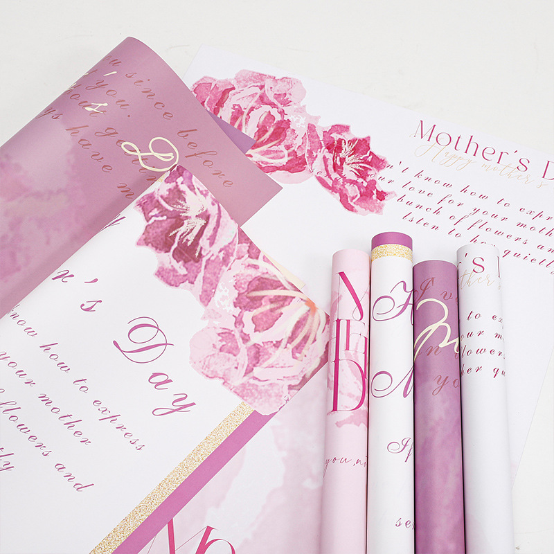 Flower Love Mother's Day Blooming Fanghua Paper Internet Red Waterproof 520 Floriculture Materials English Flower Pattern Wrapping Paper