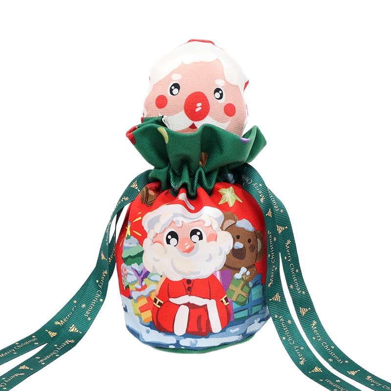 New Christmas apple bag flannel cartoon printed gift bag Christmas children candy bag gift bag wholesale