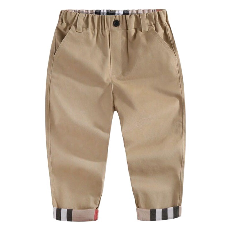 Children's Clothing 2023 New British Style Children's Pants Rolled Edge Cotton Elastic Pants Boys Casual Pants