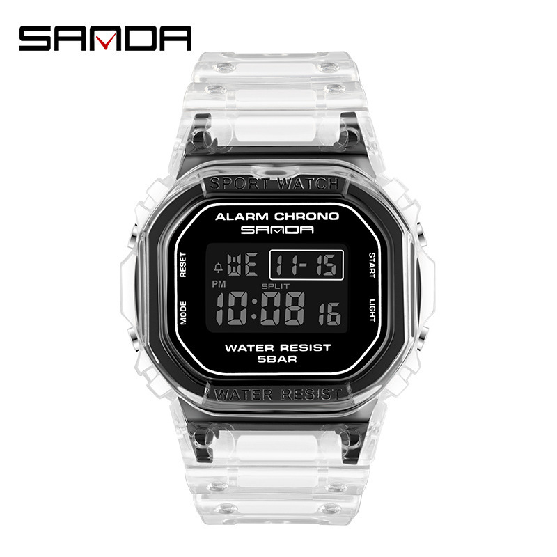 Picture of High-Quality, Popular Live-Streaming Item, Cross-Border Hit, Square Transparent Strap Electronic Watch, Multifunctional, Luminous, Waterproof