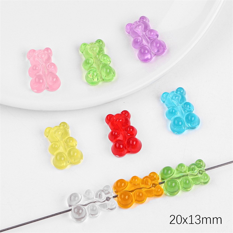 Picture of Transparent Candy Color Resin Bear Accessories Handmade DIY Homemade Bracelet Earrings Jewelry Keychain Pendant Material