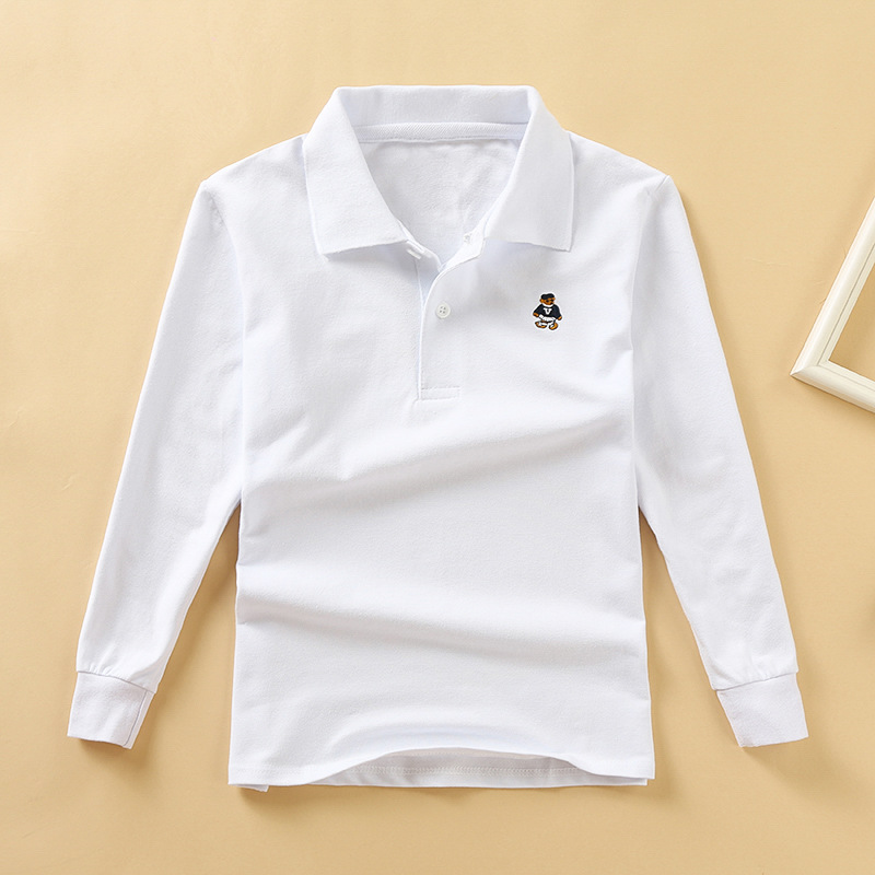Picture of Children's long-sleeved polo kidsT-shirt 2025 spring and autumn pearl cotton cotton stretch breathable long-term goods