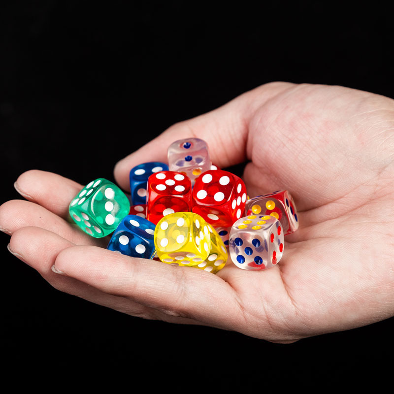 Picture of 14mm Acrylic Colorful Transparent Dice Bar Dice Chess and Card Dice Crystal Sieve Dice Wholesale