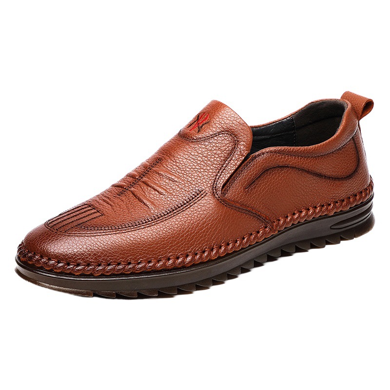 Spring New First-Layer Cowhide Men's Casual Shoes Genuine Leather Shoes Dad Men's Shoes Handmade Leather Shoes Men's Single Shoes
