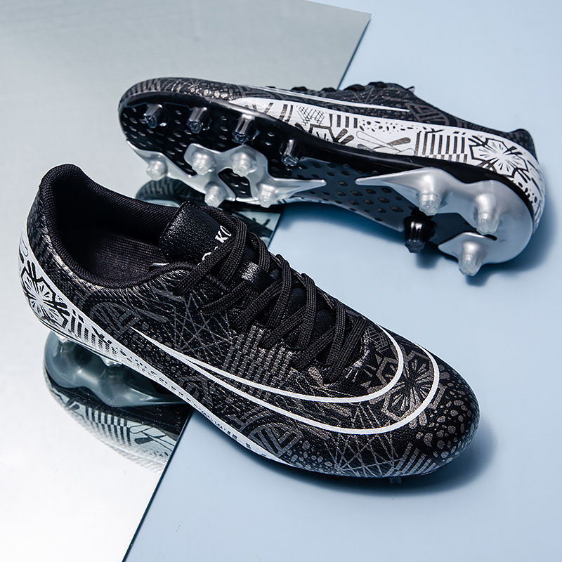 Picture of Cross-Border High-Top Adult Football Shoes for Men and Women Tf Broken Spikes Artificial Turf Ag Long Spikes Student Training Football Shoes Wholesale