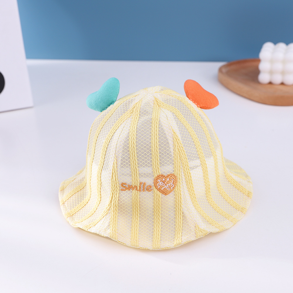 Picture of Striped Love Baby Mesh Hat Summer New Baby Hat Embroidered Baby Sun Hat 3-12 Months