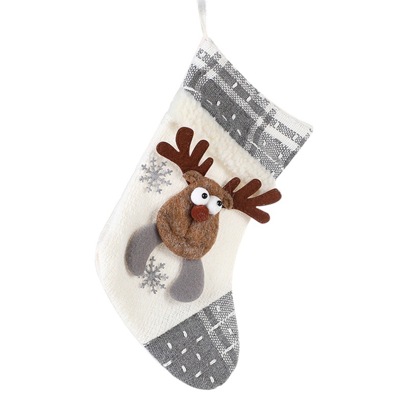 New Christmas socks gray white Christmas decoration elderly snowman Christmas gift bag Christmas tree pendant