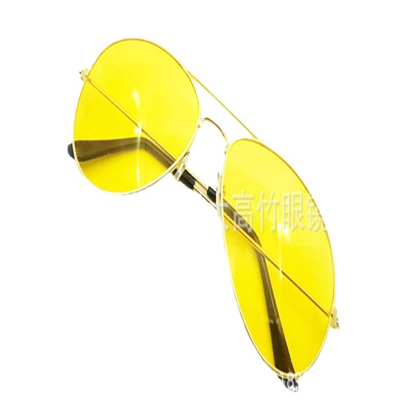 Picture of 3026 Metal Night Vision Goggles Driver Night Vision Goggles Pilot Sunglasses Toad Mirror Clear Gold Edge Large Frame