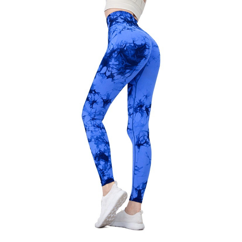European and American High Waist Hip-lifting Seamless Tie-dyeing Yoga Pants Women's Cross-border Tight-fit Sports Peach Yoga Pants Women