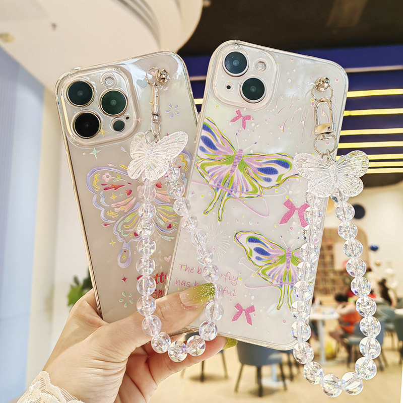 Suitable for Samsung S9 S10 S20 S21 S22 S23 S24 Butterfly Bracelet Jewelry Transparent Soft Shell Simple