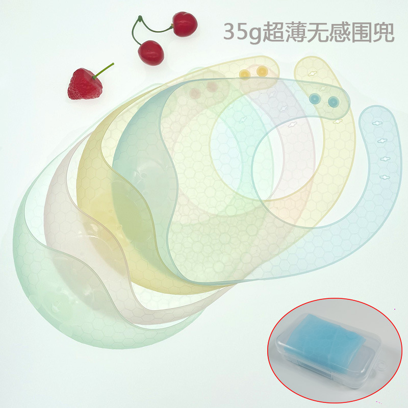 Summer Ultra-thin Silicone Bib Baby Wear-free Soft Silicone Bib Nano Silicone Children's Slip Bag Rice Bag