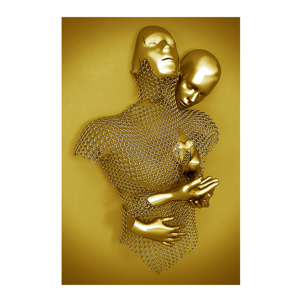 Picture of Scandinavian Home Decoration Canvas Painting Metal Character Statue Poster Hanging Painting Wall Frameless Painting Core Creative Metal