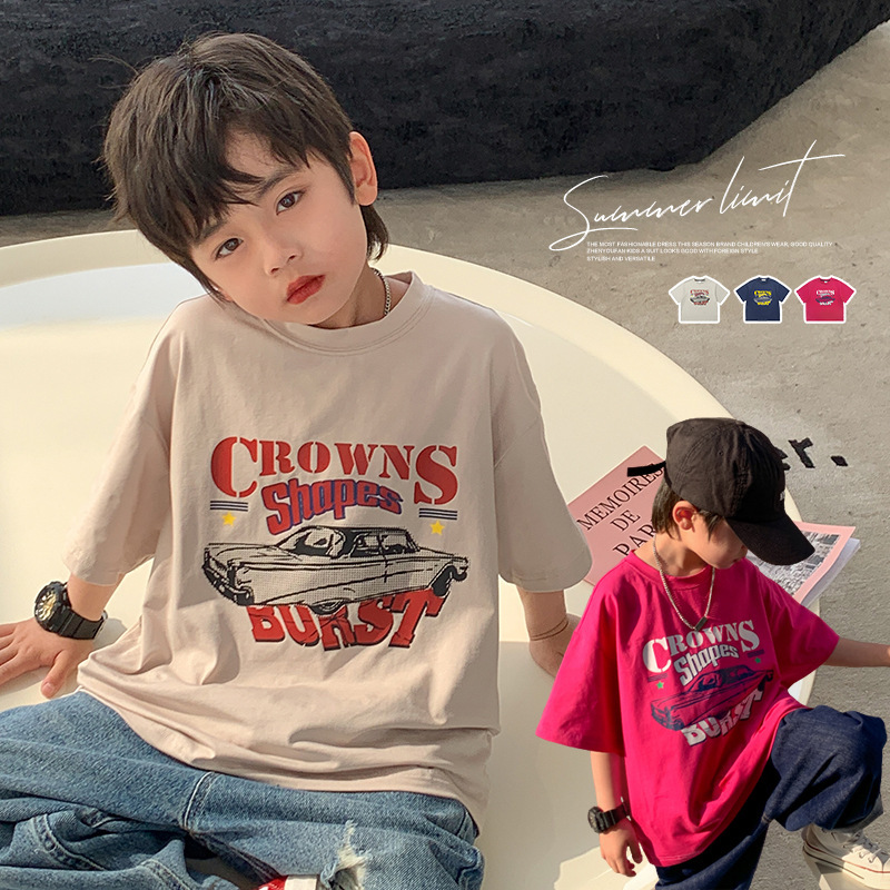 Children's clothing Boys' short-sleeved summer clothing 2023 new children's cotton T-shirt boys' half-sleeved summer Middle and big children's T-shirt summer