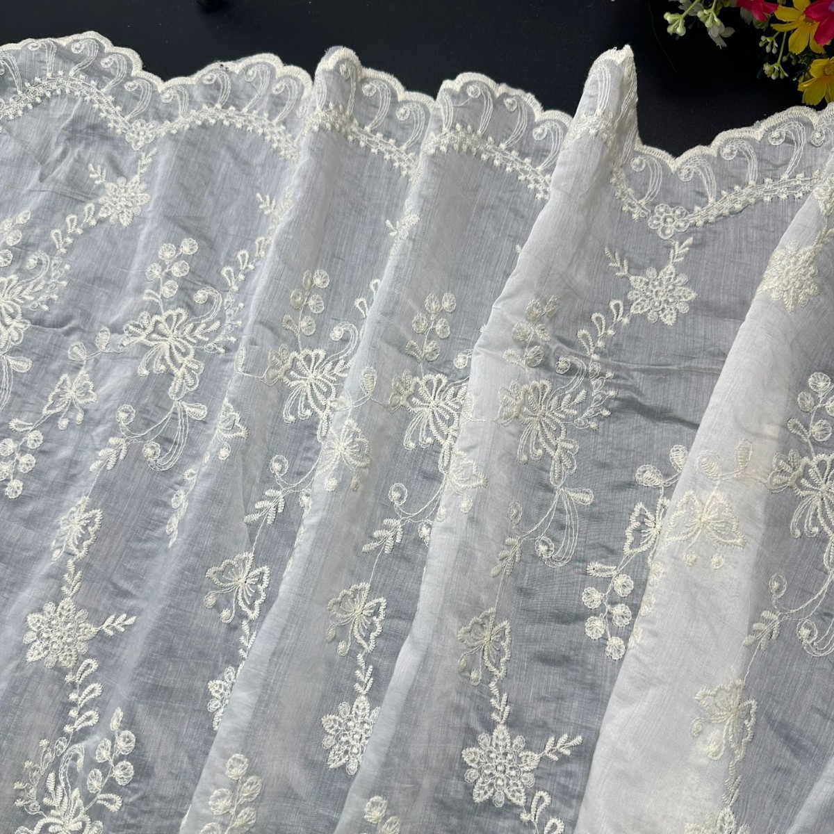 Qutiansi embroidered fabric, cotton thread hollow embroidered fabric, lace Tencel embroidered perforated fabric fabric