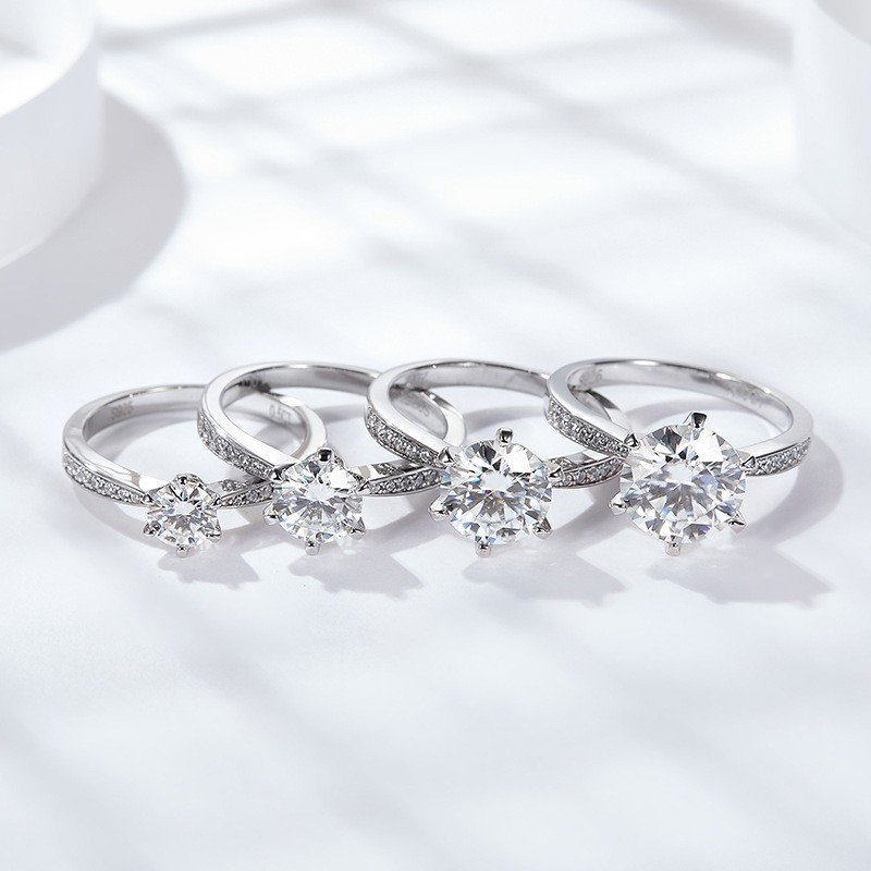 Picture of Copper inlaid zircon factory wholesale live ring female European and American proposal six claw new diamond ring for wedding ring jewelry