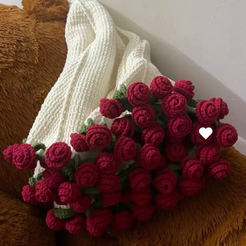 Rose Bouquet Blanket Hand-Knitted Material Package Wool Ball Crocheted Flower Blanket Lily of the Valley Flower Blanket Finished Product