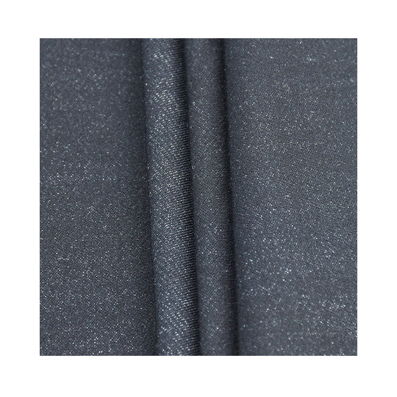 Four-sided elastic type cotton polyester satin fabric woven process dyed cloth imitation denim casual pants fabric
