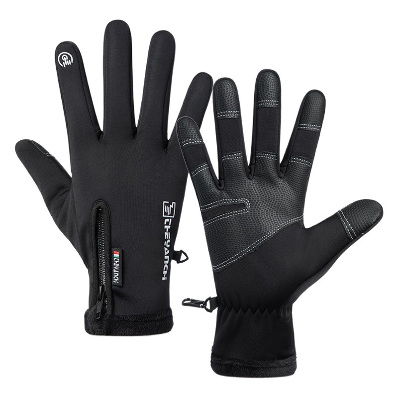 Cycling Gloves for Men Q903 Winter Zipper Touch Screen Windproof and Warm Factory Direct Sales Ski Cycling Gloves for Men