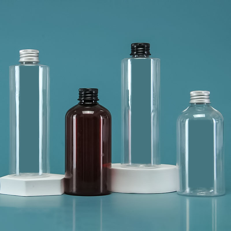 Spot 250ml PET Transparent Aluminum Cap Cosmetic Bottles Liquid Water Bottle Spray Bottle