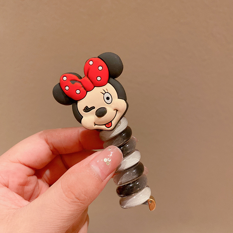 Picture of Children's coil telephone line hair band female high ponytail does not hurt hair hair rope high elastic durable rubber band Braid artifact