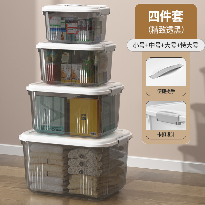 Picture of Transparent Storage Box Plastic Box with Lid Satchel Storage Box Large and Small Clothing Storage Box Organizer Box with Lid