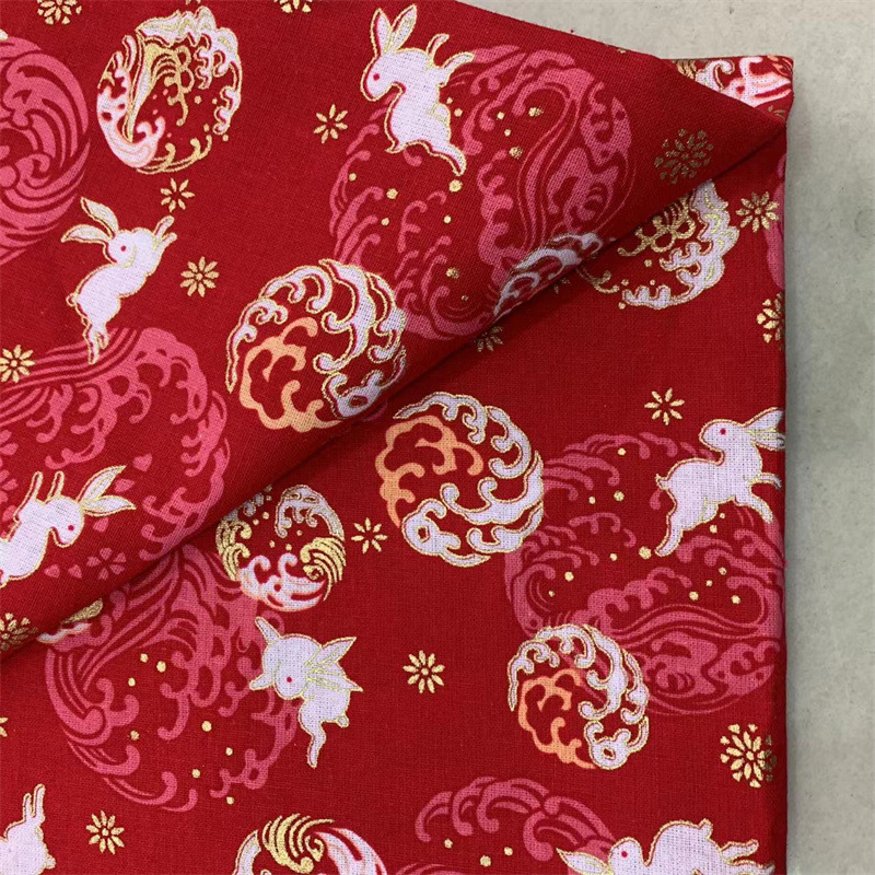 All cotton bronzing rabbit bronzing in stock supply red fabric festive in stock supply no MOQ can be cut Zero