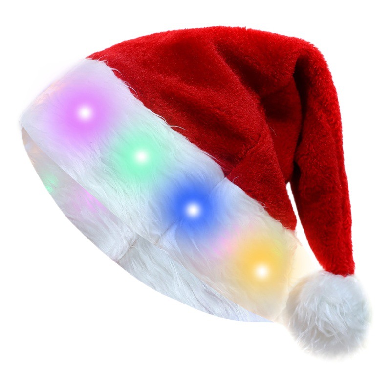 New Christmas hat adult children Christmas plush warm light Christmas Old Hat party dress up