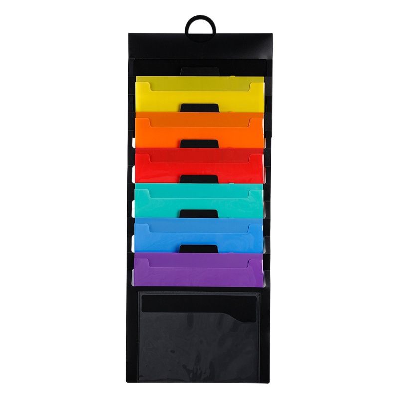 Rainbow PP material portable wall-mounted organ bag A4 six-cell office data storage folder manufacturers wholesale