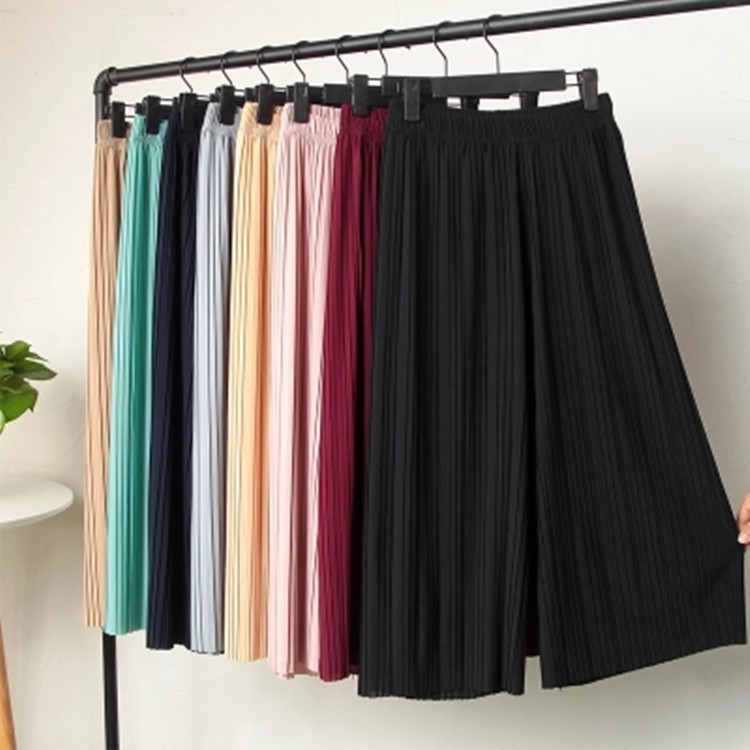 Picture of Wide Leg Pants Pleated Chiffon High Waist Loose Skirt Pants Large Swing Draping Large Size Linky Spring and Summer Casual Pants Women's Ankle-length Pants