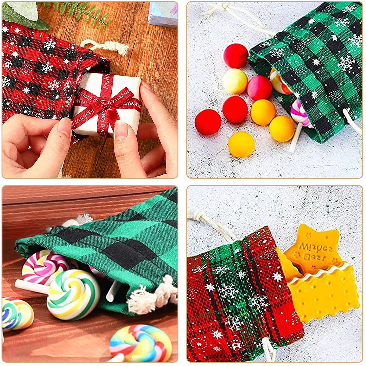 Picture of Factory Wholesale Cotton Bag Drawstring Christmas Advent Calendar Candy Gift Packaging Bag Cotton Cloth Bundle Pocket Wholesale