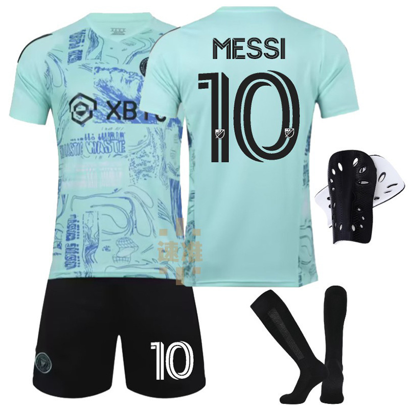 2324 Miami Football Uniform No. 10 Messi Major League Kidsren's Adult Training Uniform Suit Socks Cross-Border Version Jersey